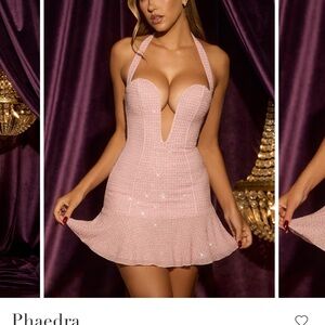 Glamorous Pink Backless Halter Dress